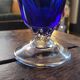 Ewer/pitcher, cobalt blue glass, enameled with flowers, 1950s-60s