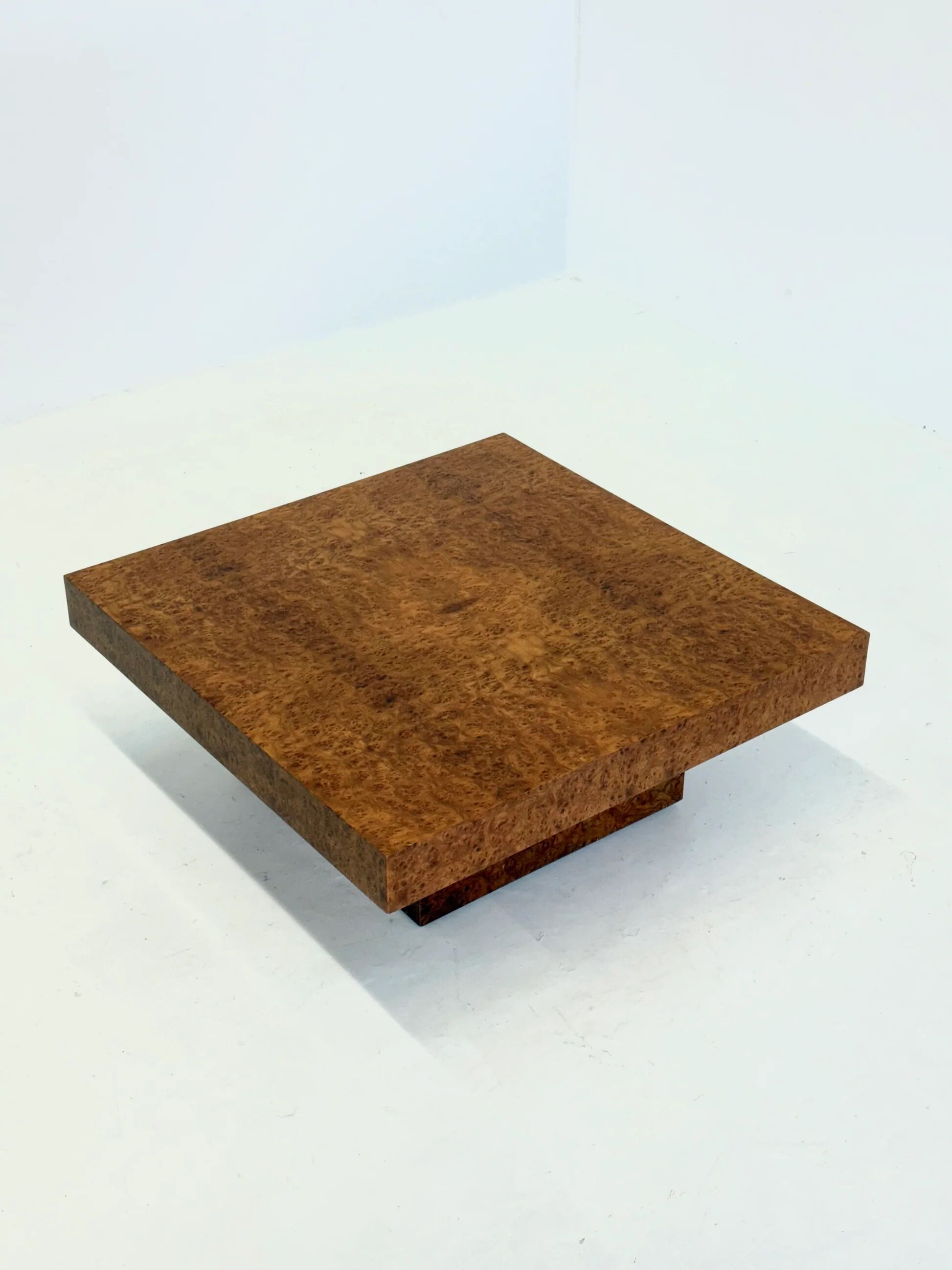 Square coffee table by Fratelli Turri with burl wood