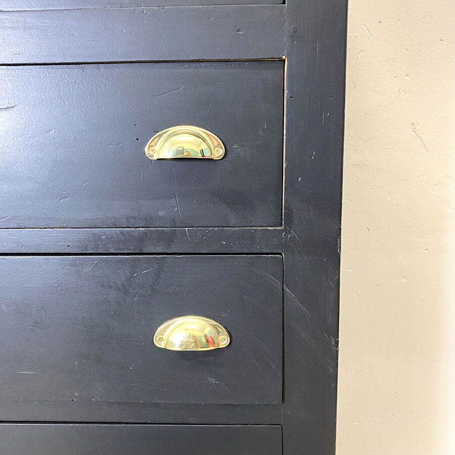 Blackened wooden chiffonnier and varnished top