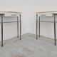 Paire de tables de chevet Hollywood Regency en bronze avec dessus en marbre