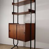 Vintage modular bookcase in wood and metal, Italy, 1960