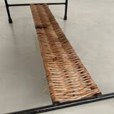 Woven wicker and metal coffee table 1960