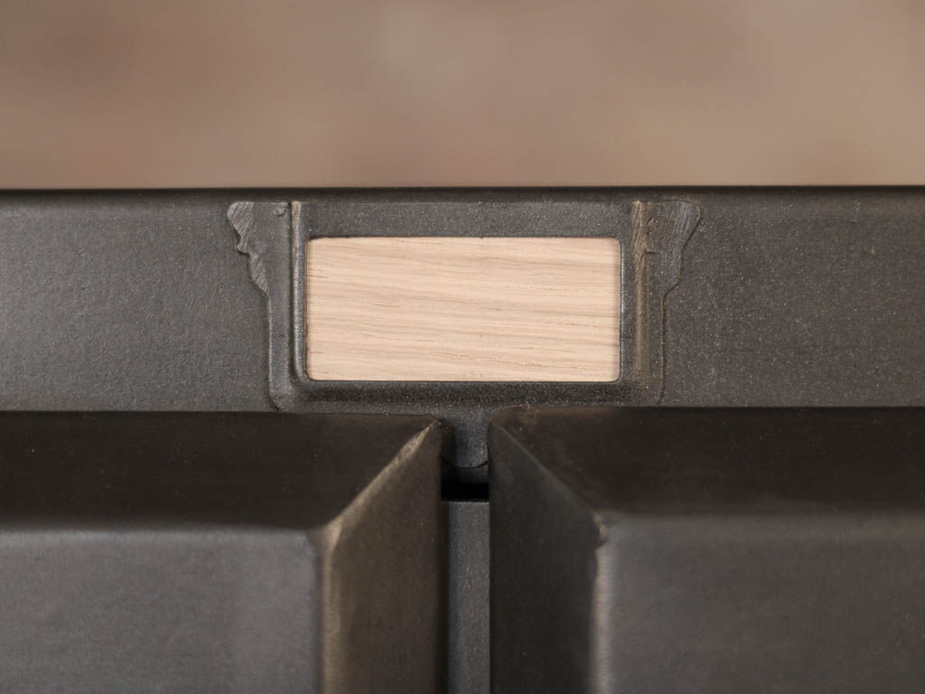 Industrial storage cabinet with 2 brushed steel swing doors, circa 1950