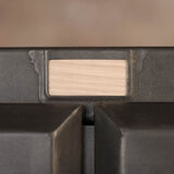 Industrial storage cabinet with 2 brushed steel swing doors, circa 1950