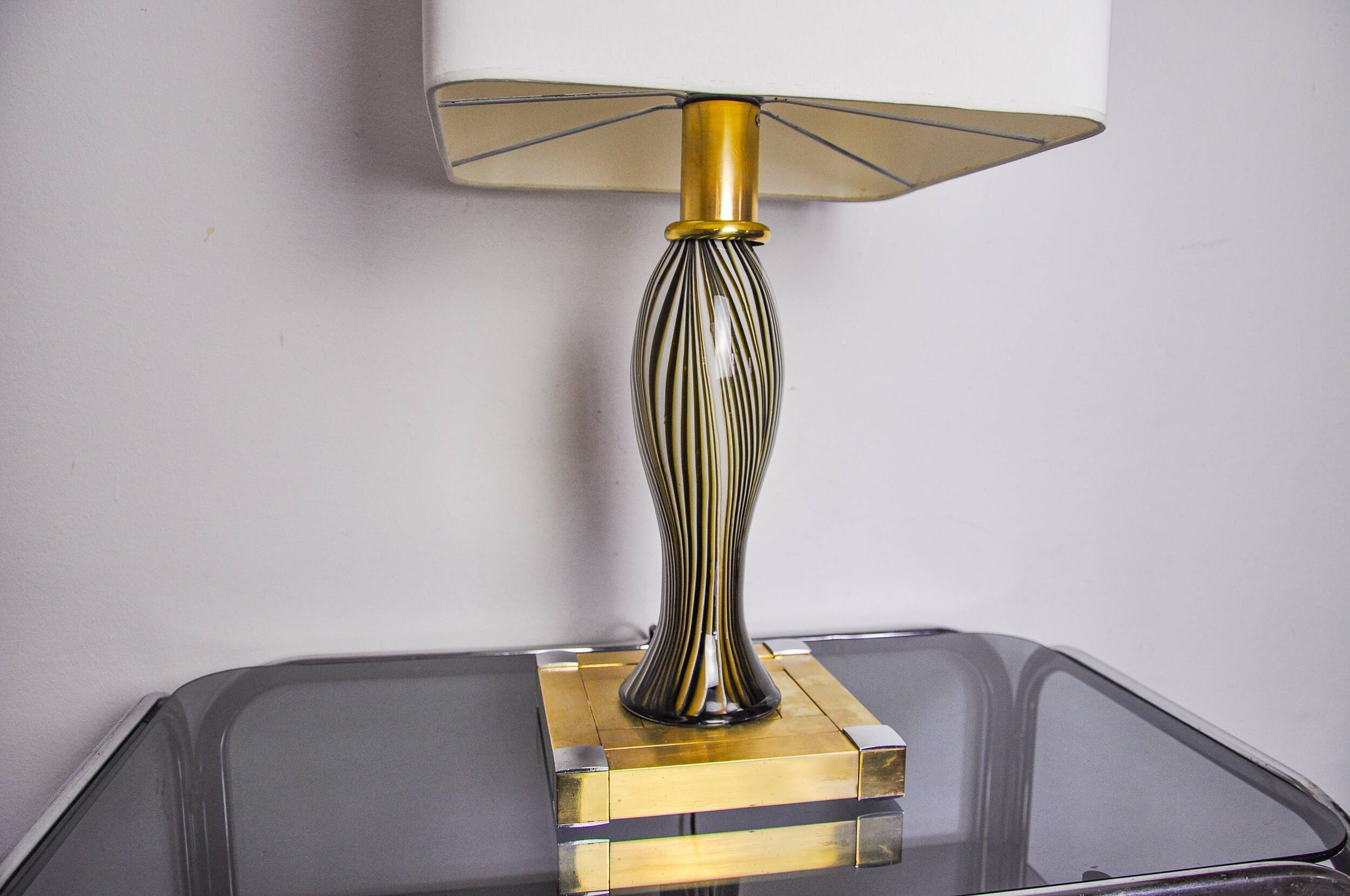 Bd Lumica table lamp, murano glass and brass, Italy, 1970
