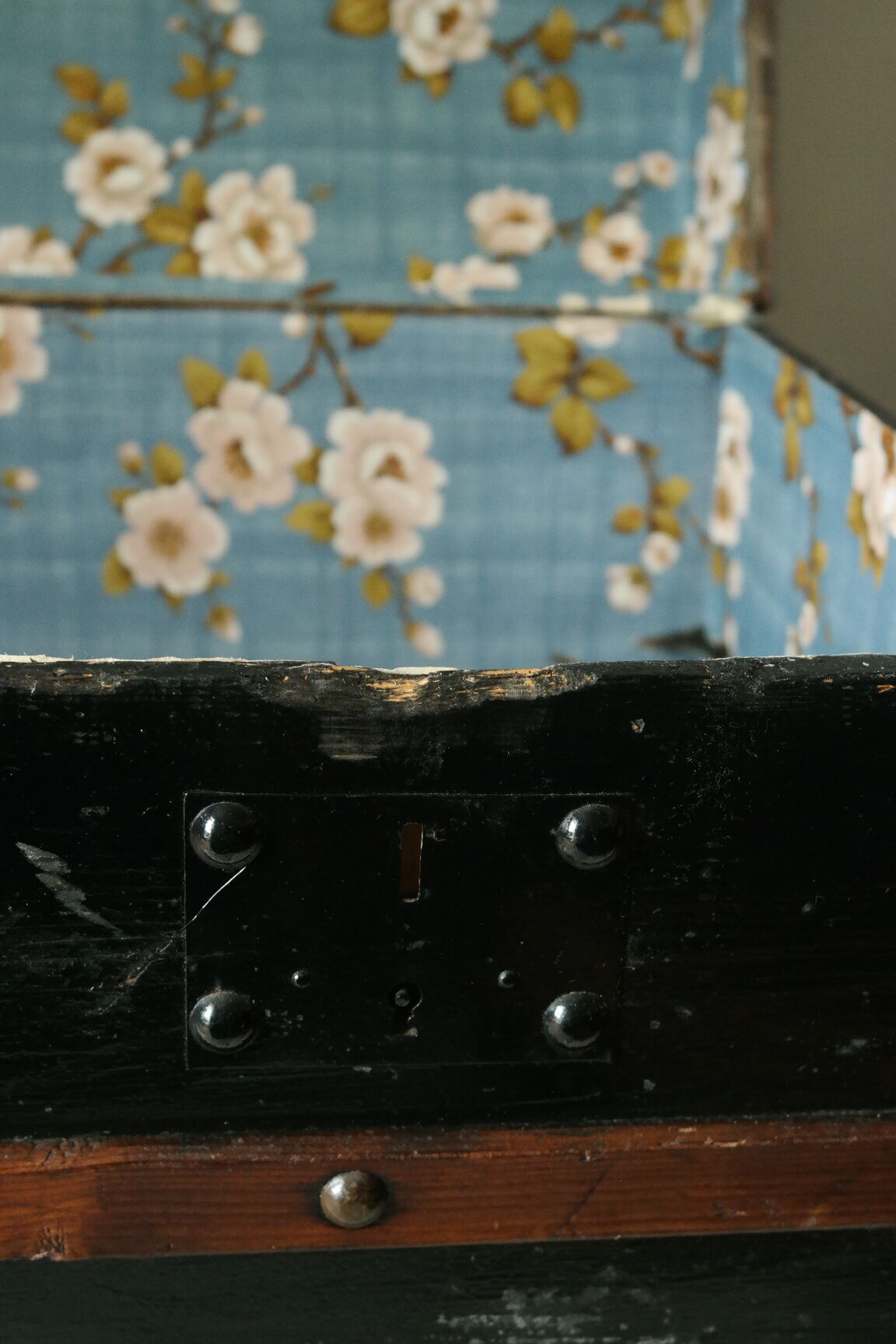 Domed travel trunk old wood