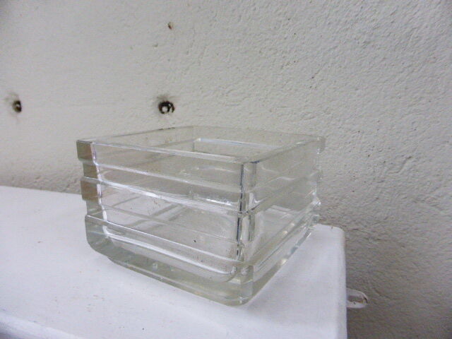 Ashtray square molded clear glass vintage 1970