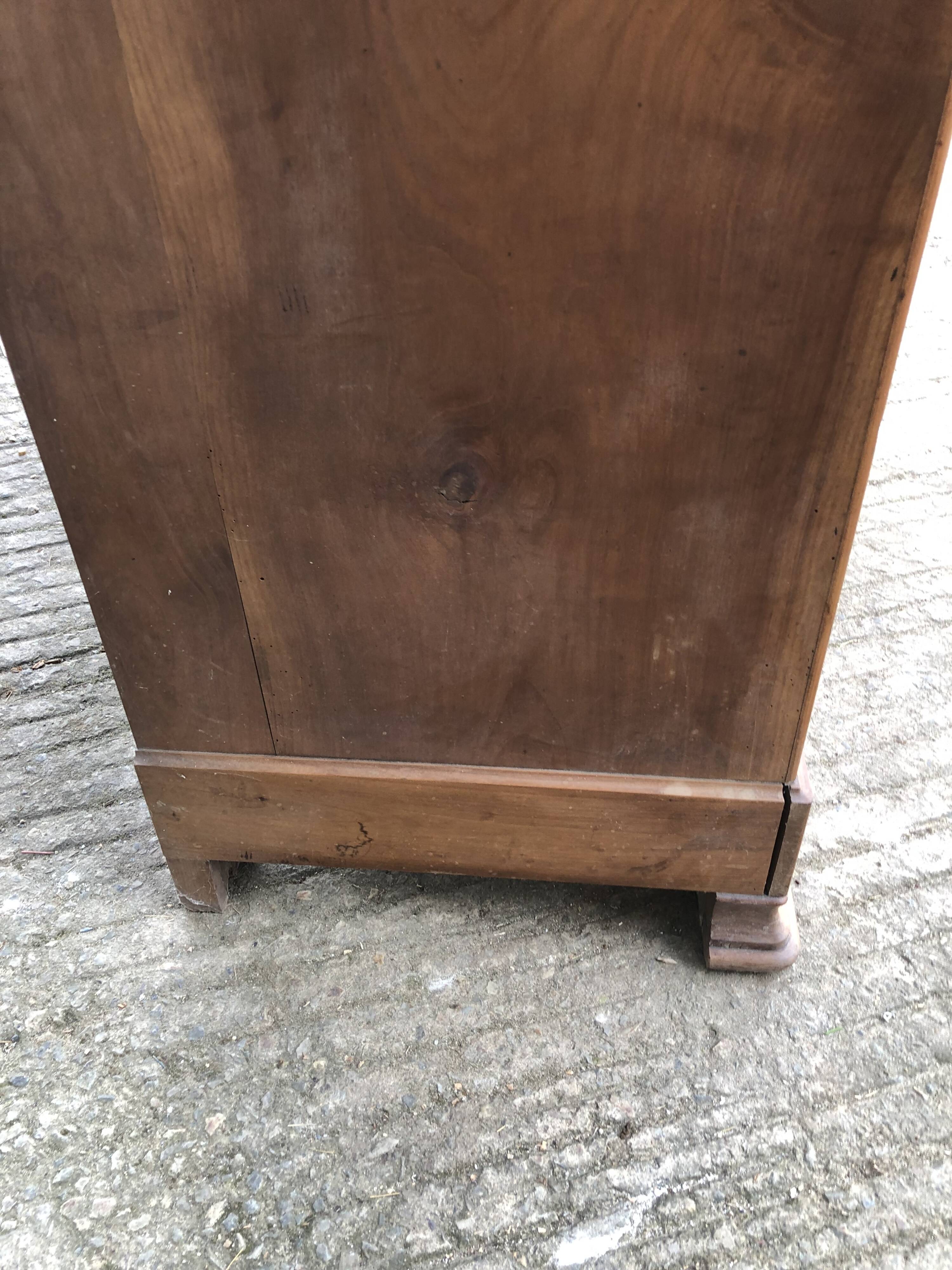 Antique low sideboard in solid cherry wood with 2 doors and 3 drawers