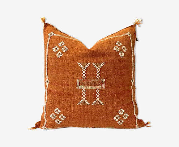 Oreiller de cactus sabra marocain fait à la main coussin berbère en soie de cactus, taie d'oreiller