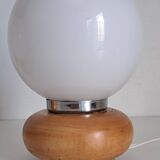 Pair of wooden bedside lamps
