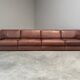 Brown leather modular sofa by De Sede; DS76, 1970s (straight)