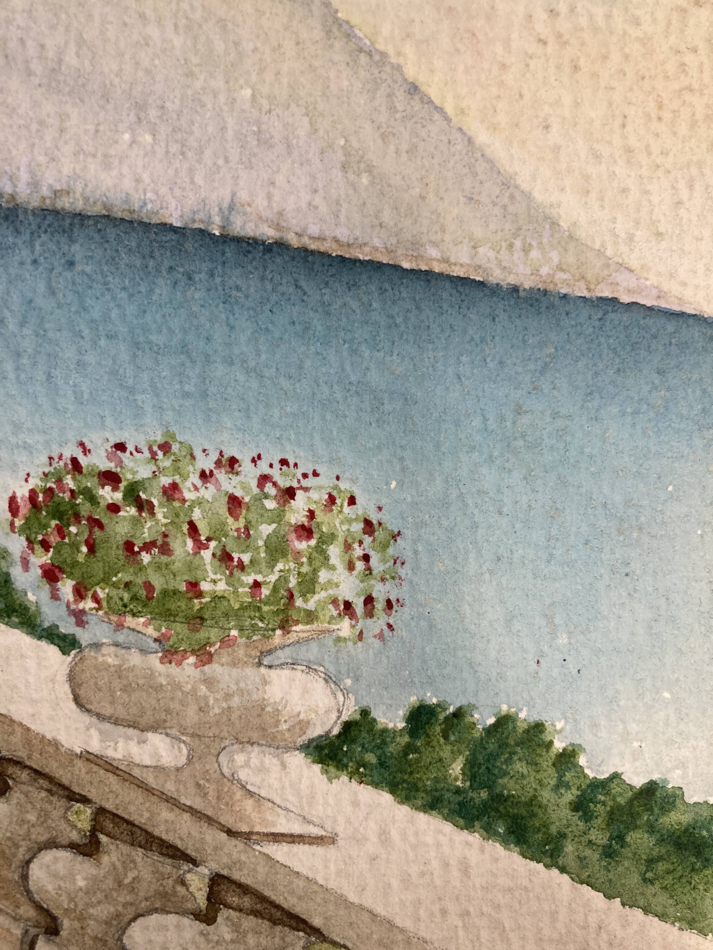 Watercolor seaside landscape recto/verso