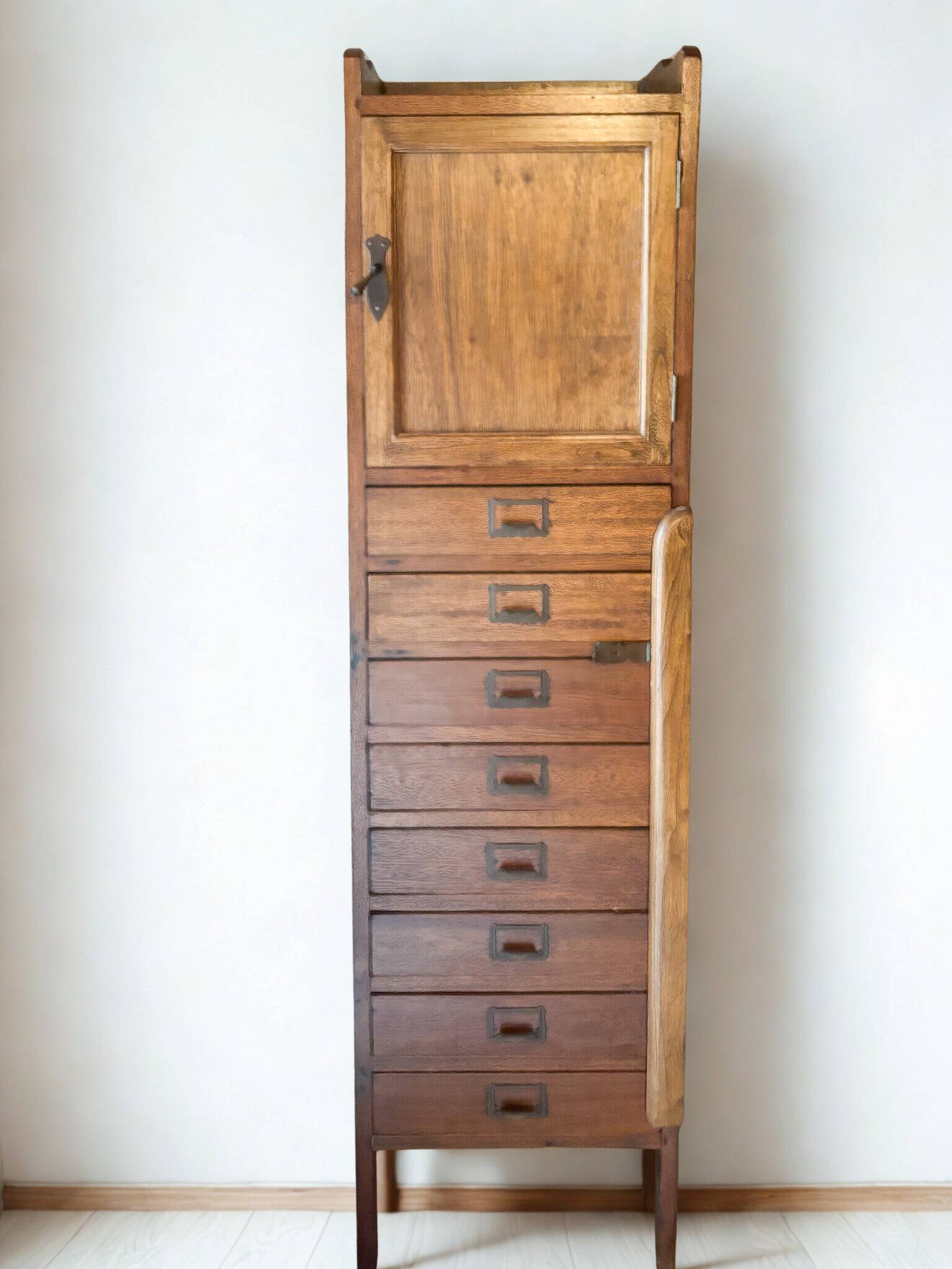 Meuble de métier vintage en bois, 8 tiroirs