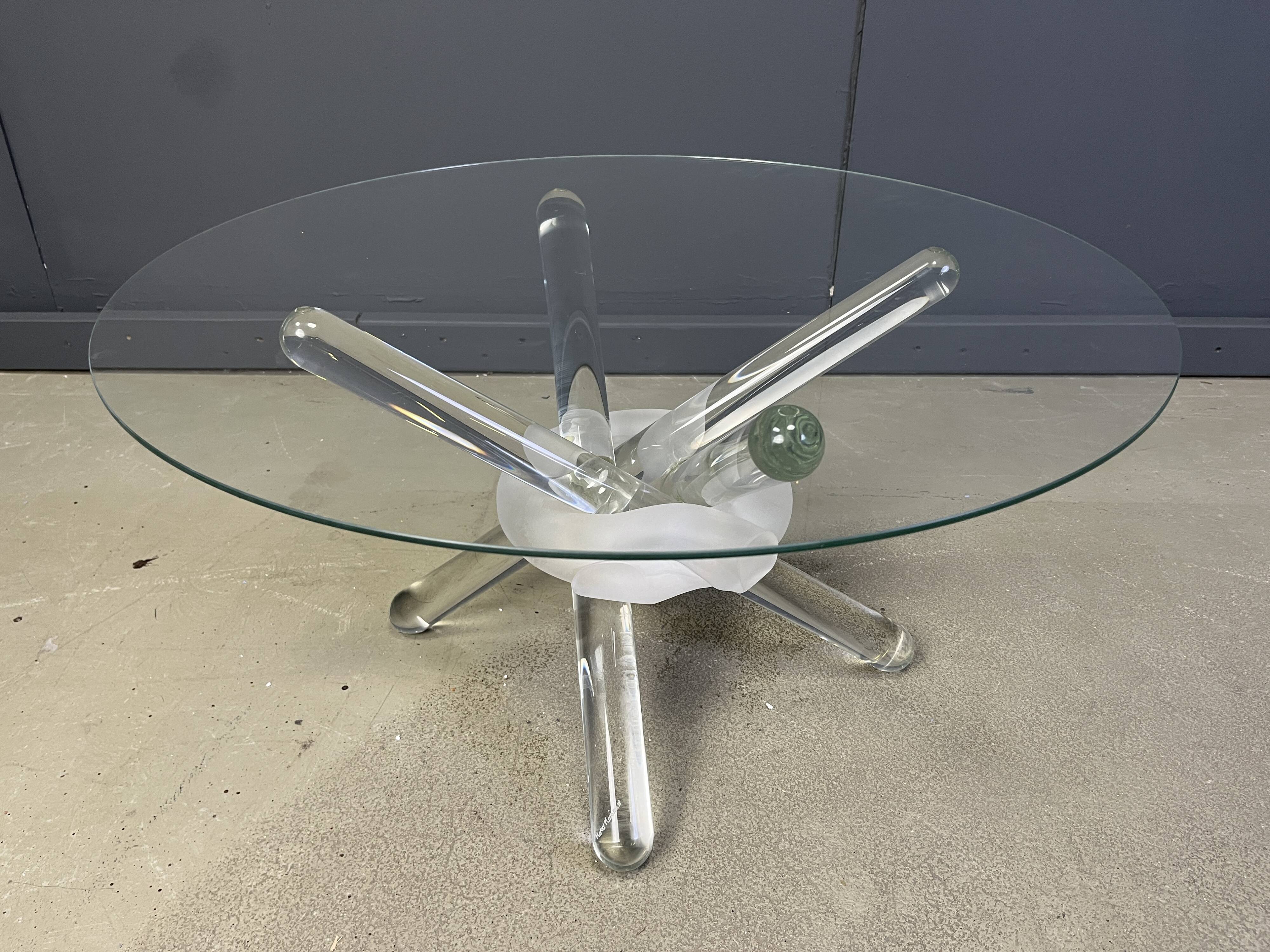 Murano glass arlequin coffee table by Maurice Barilone, 1980s