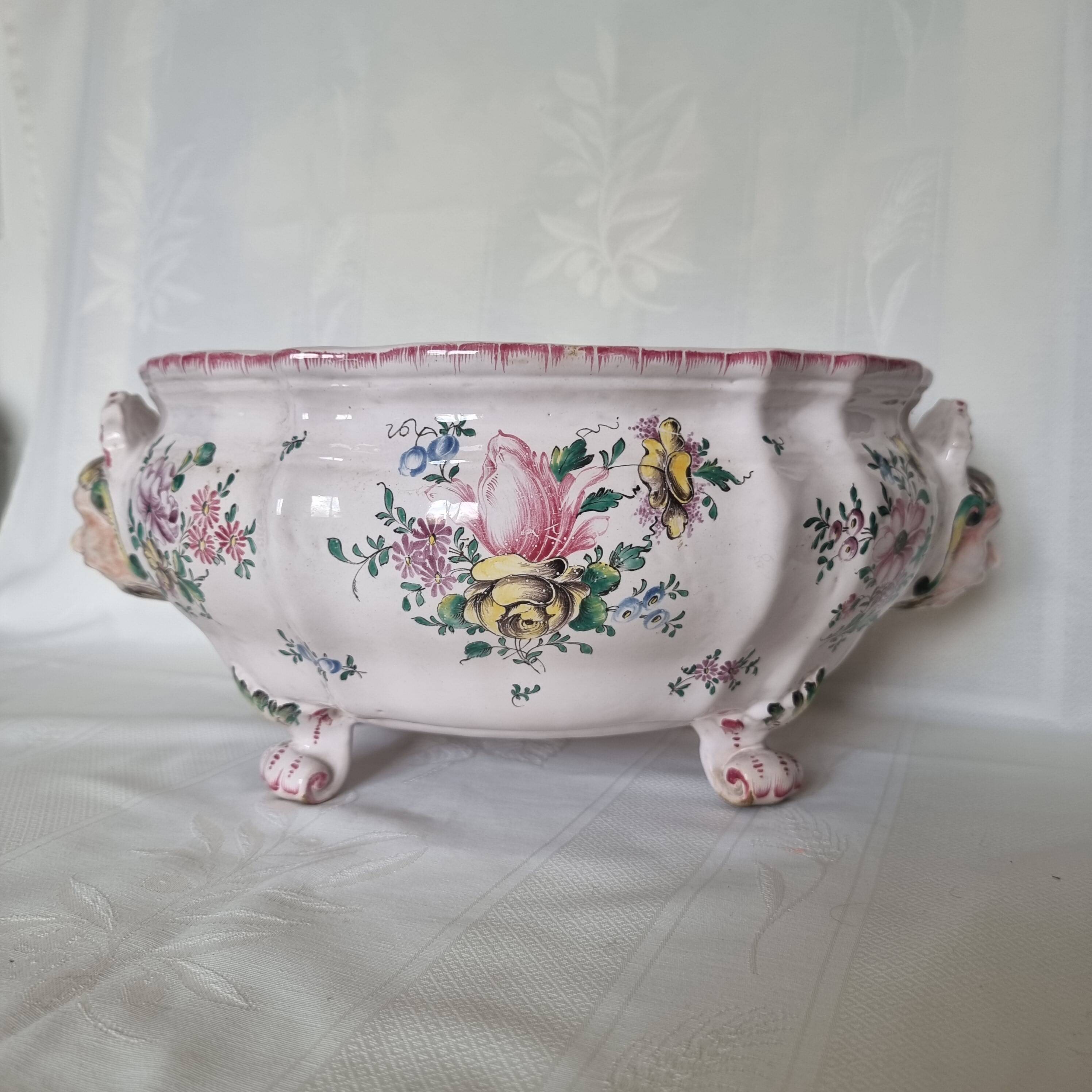 Antique 18th century Marseille earthenware planter by Veuve Perr