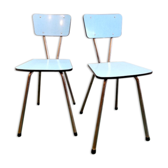 Pair of blue vintage formica chairs