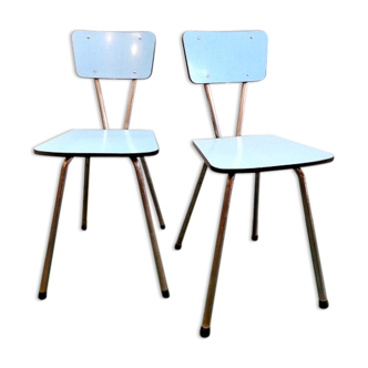 Paire de chaises en formica vintage bleues