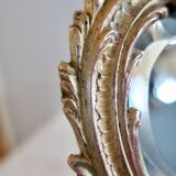 Small vintage 19th century mirror or hand mirror, bronze, beveled glass, baroque, rococo style.