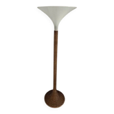Italian Rattan Floor Lamp — Tulip Shade, 1970s