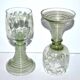 Roemer old rhine wine glass in light green white enamelled blown glass
