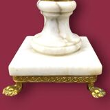 Pair of elegant antique lamp bases in alabaster and gilt brass