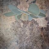 12-petal rattan and sage embroidery pendant light + vintage globe