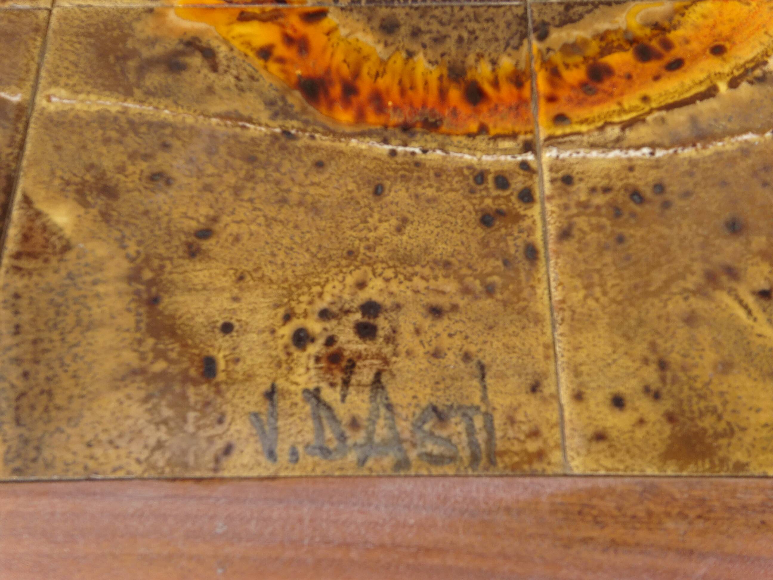 Vintage coffee table, Vallauris ceramics, signed J.d'Asti