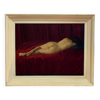 Oil on canvas female nude signed frame 20th century