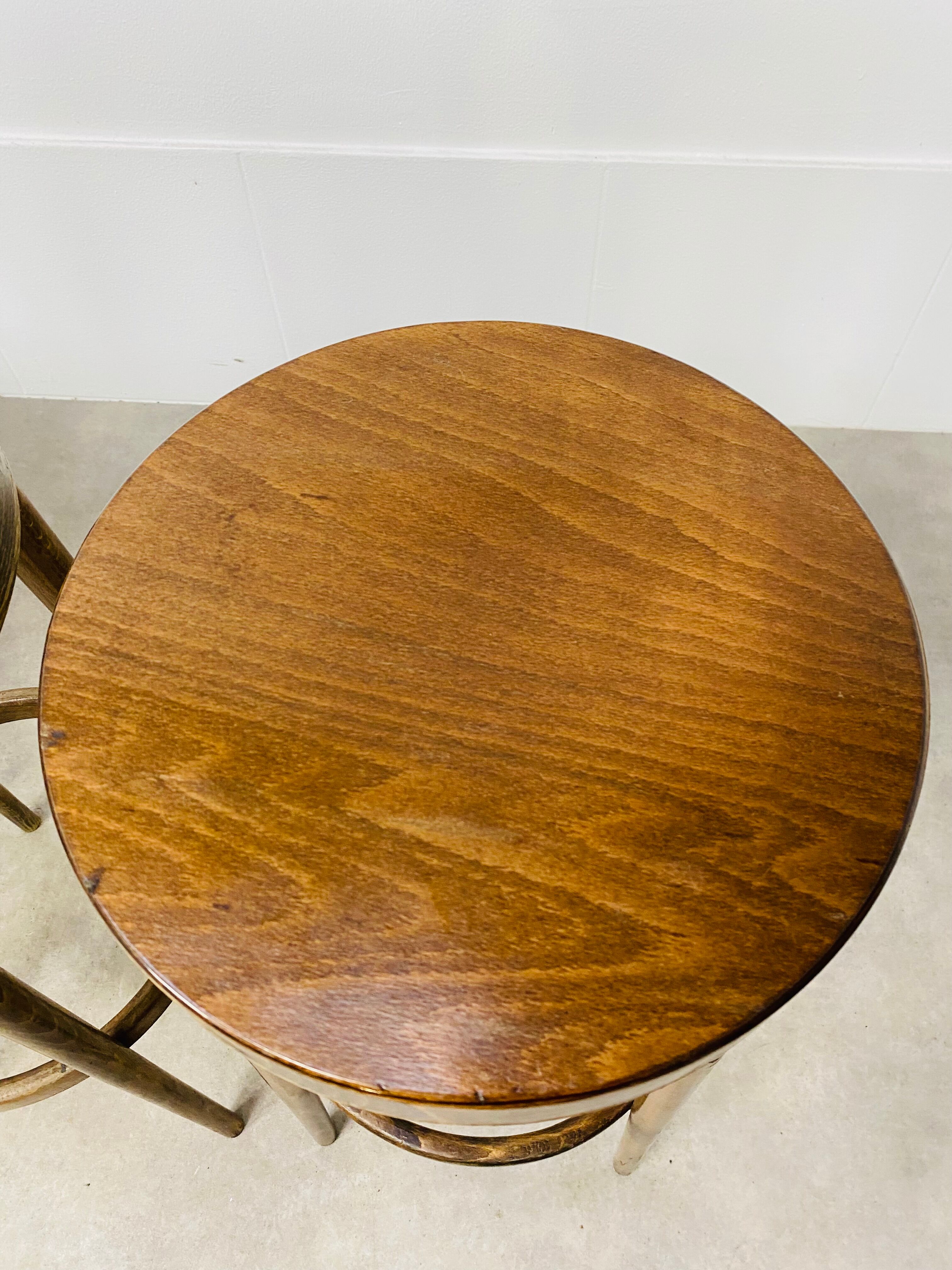 4 bar stools Baumann wood 60s bistro