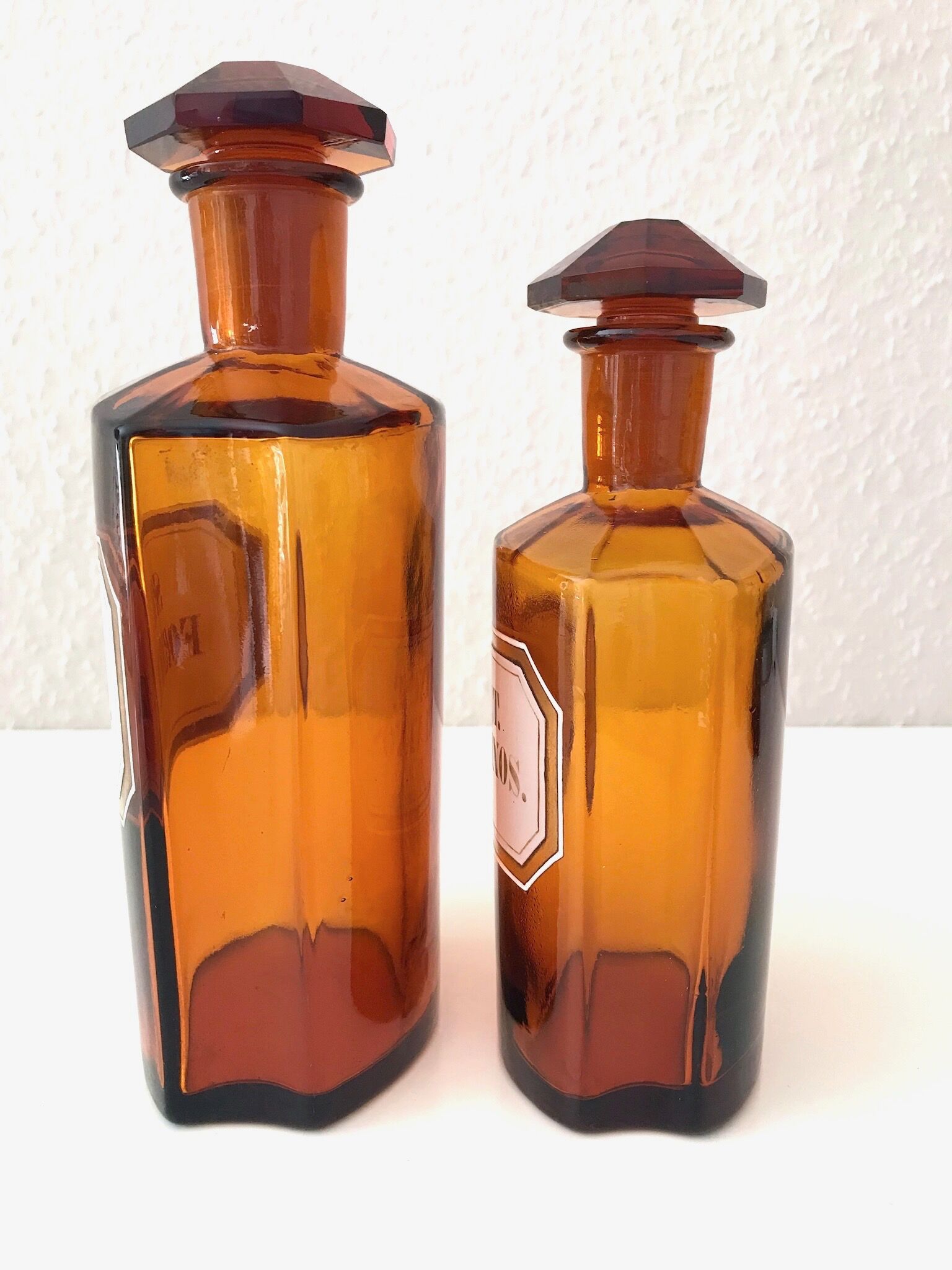 Vintage pharmacy bottles, Set of 2