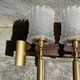 Old pair of wall sconces by Maison Lunel in brass and glass.