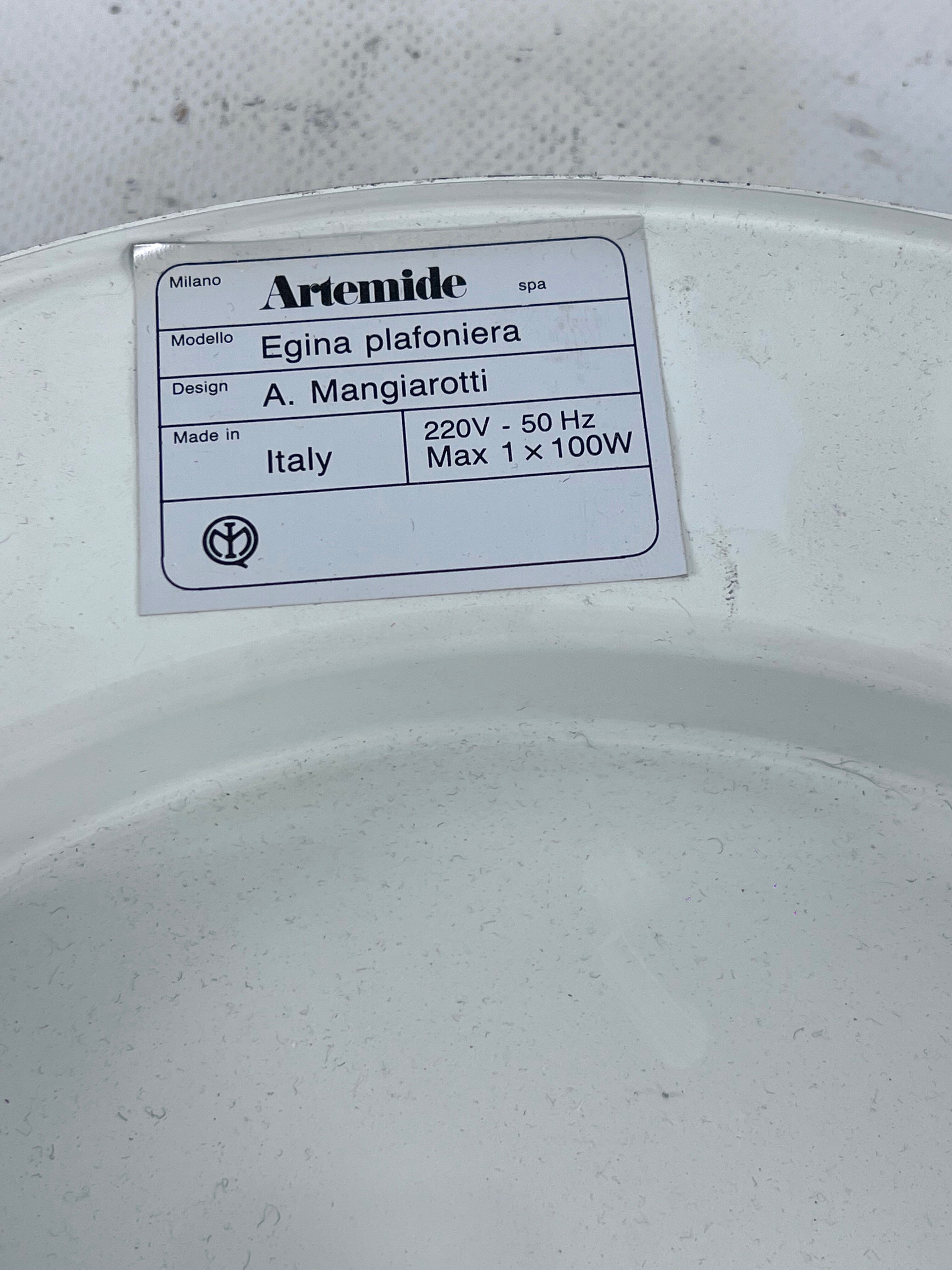 Vintage Large Egina 38 ceiling lamp by Angelo Mangiarotti for Artemide. Italy 1970s