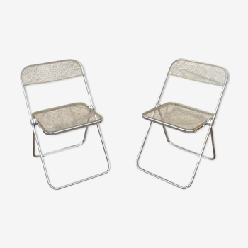 Set of 2 vintage DESIGN PLIA chairs by Giancarlo Piretti for Castelli Italy 1960s