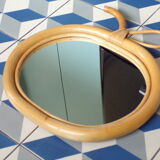 Miroir pomme en rotin vintage