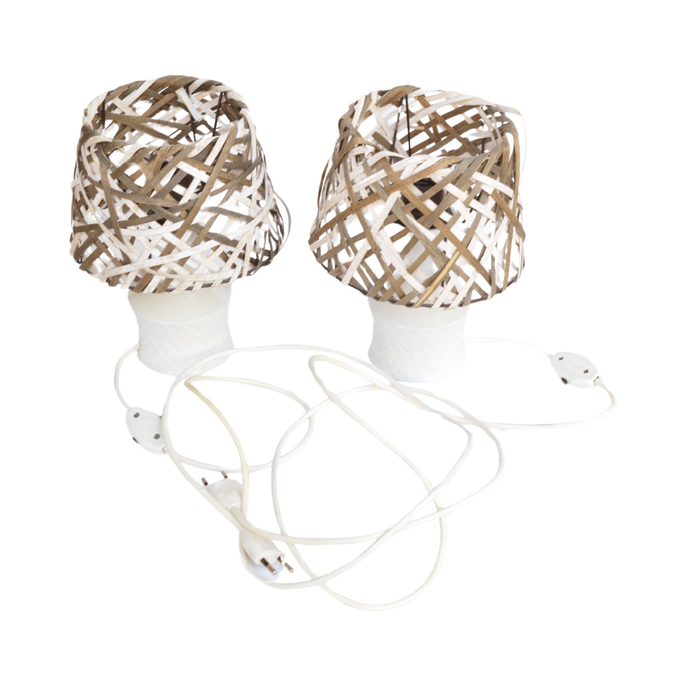 A pair of bedside lamps, porcelain base, Unterweisbach, Germany, 1970s.