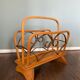 Vintage Wood and Brass Magazine Rack, 1930s