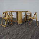 Scandinavian Folding Table and Chairs, 1980s, Set of 2