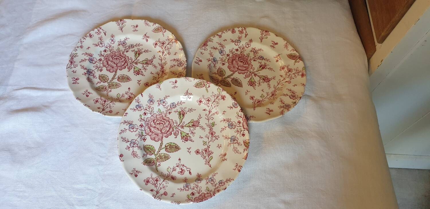 3 English plates by Johnson Bros