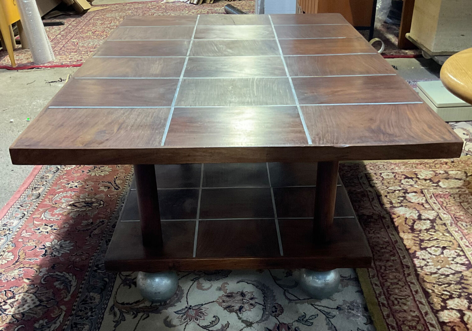 Scandinavian coffee table from the 50s in teak and aluminum