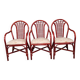 3 fauteuils chaises en rotin et osier assise en tissu vintage 1970 1980