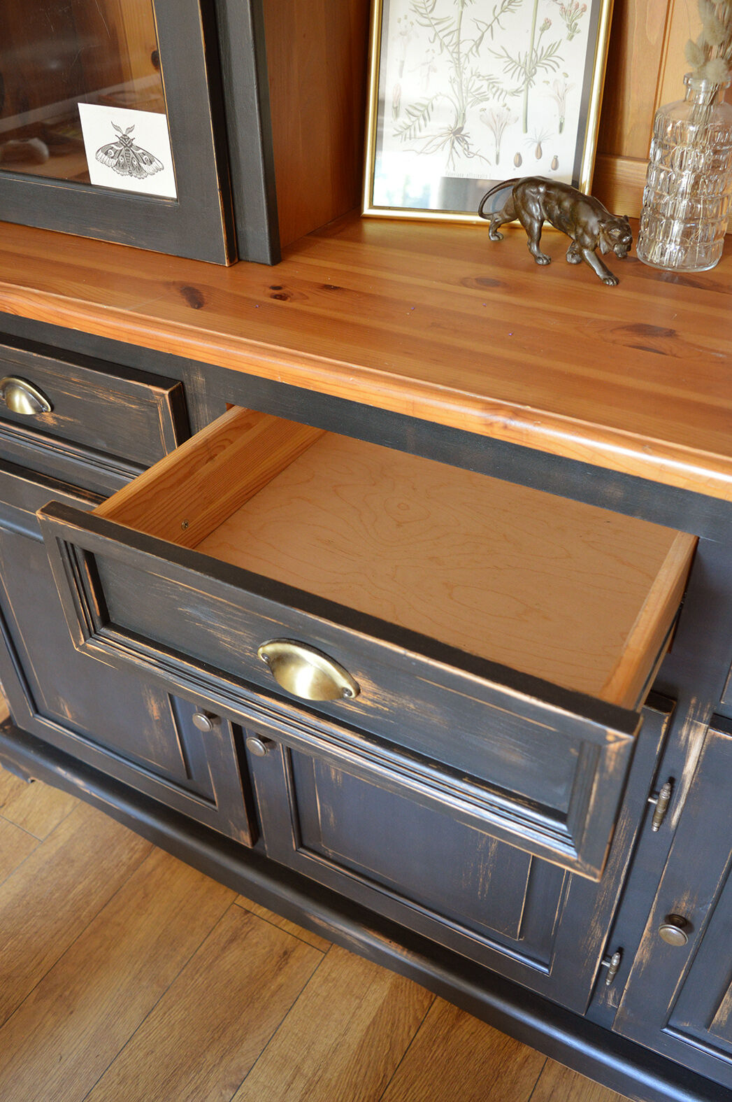 Patinated black cupboard