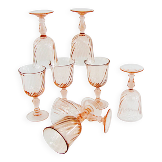 8 Rosaline Luminarc Arcoroc stemmed glasses - vintage 80s