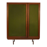 Armoire italienne vintage en teck et velours, années 1960