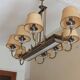 Vintage chandelier in gilded brass, chromed metal and plexiglass from the 1950s