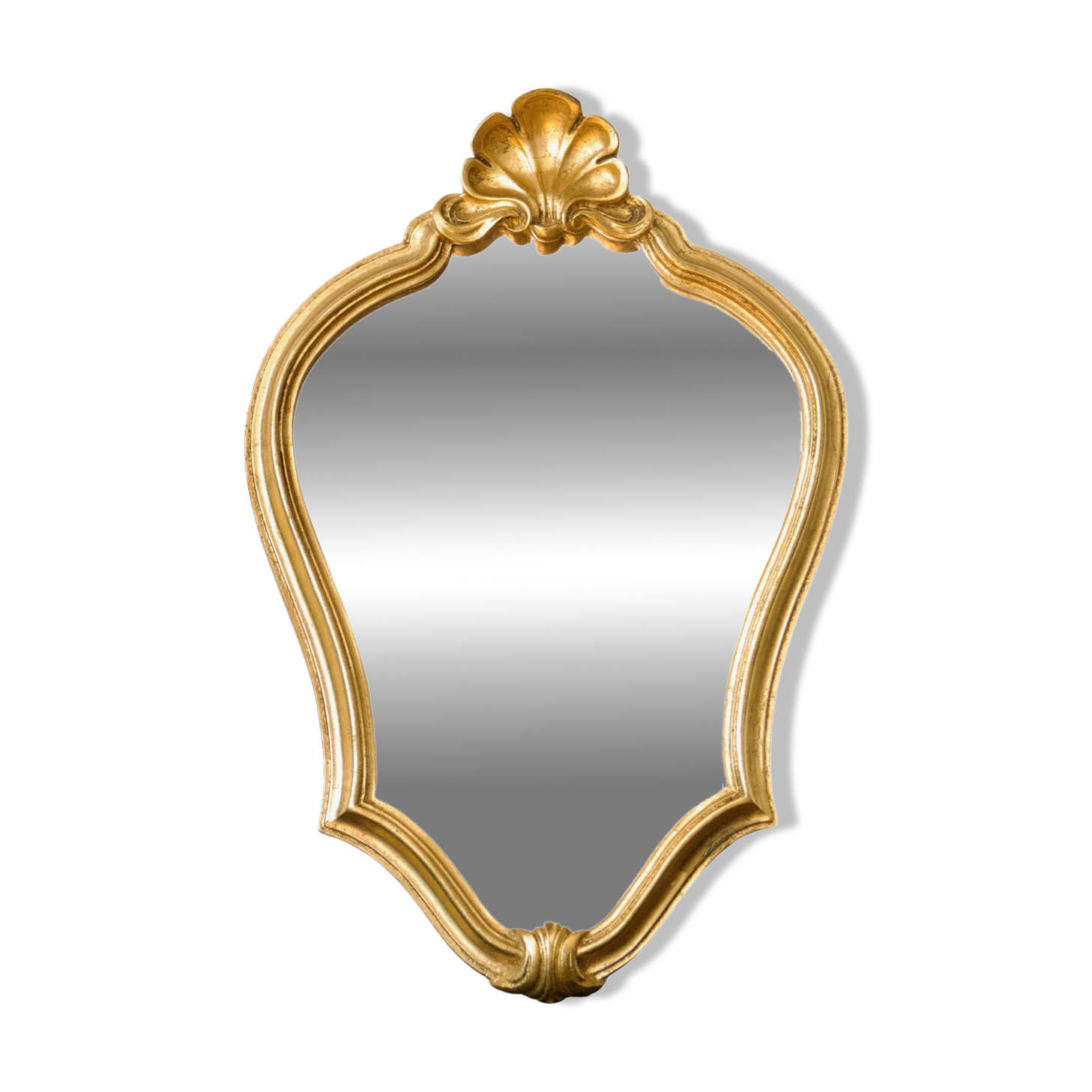 Baroque gold leaf gilded shell mirror