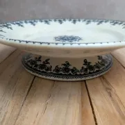 Compote dish Terre de fer H. Boulenger & Cie – Gagny model – Blue floral decoration