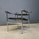 LC-1 chair in black ponyskin by Le Corbusier for Cassina 1970s