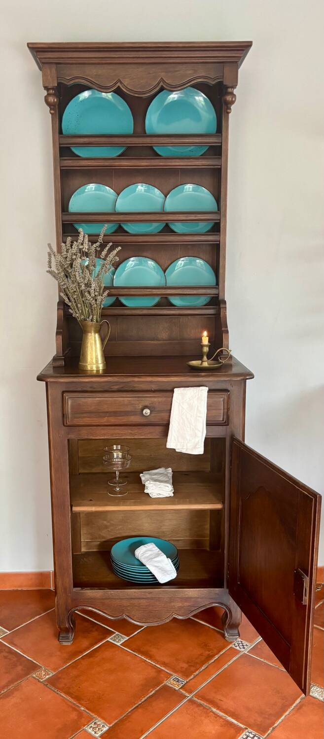 Buffet vaisselier ancien en chêne massif | Style Louis XV