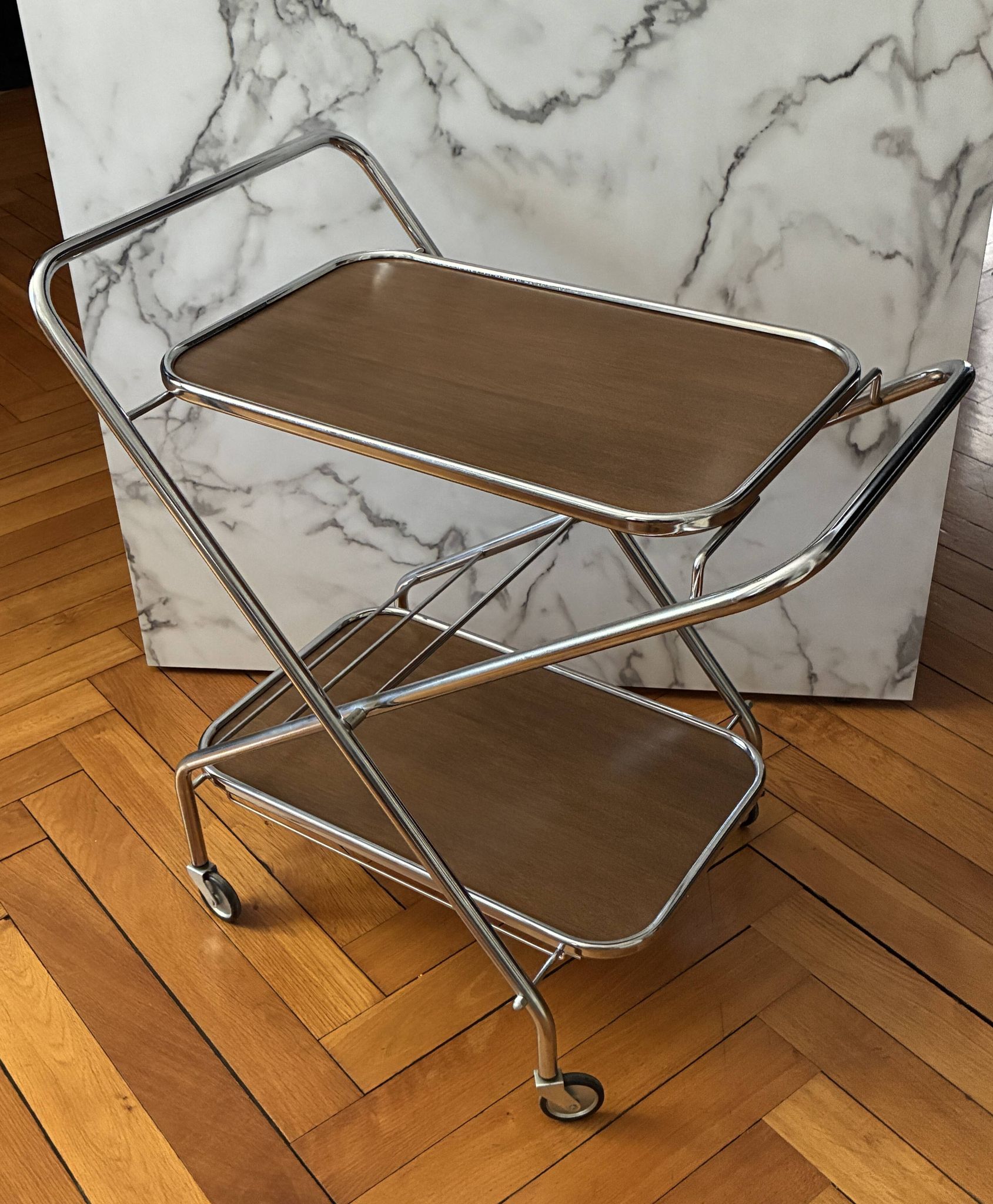 Vintage rolling dessert trolley