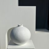 Handcrafted terracotta ball vase painted white H:24 D:26